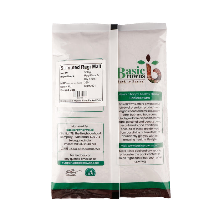 BasicBrowns Sprouted Ragi Malt 500g