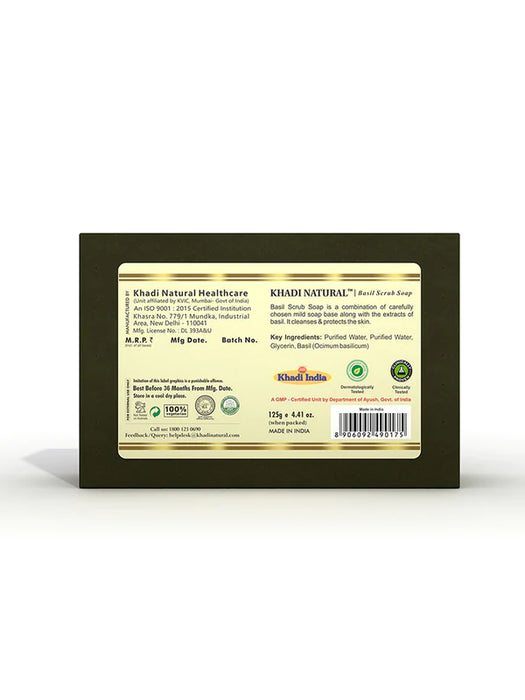Khadi Natural Herbal Basil Scrub Soap 125g-3