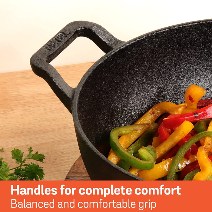 Meyer Pre Seasoned Cast Iron 24 cm Deep Kadai - 4