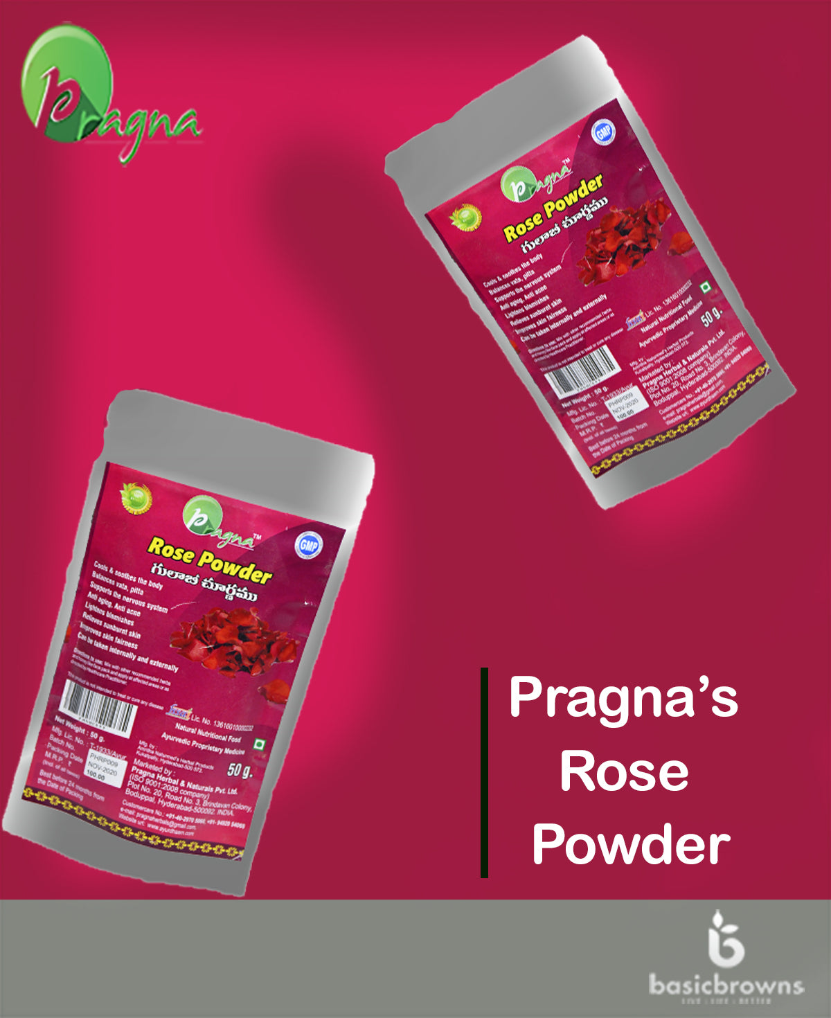 Pragna Rose Powder 50g — BasicBrowns