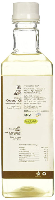 Pure&Sure Organic Coconut Oil 500ml - 4