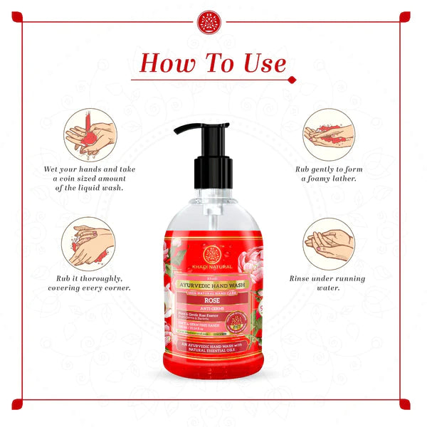Khadi Natural Anti Germ Rose Hand Wash 300ml-2