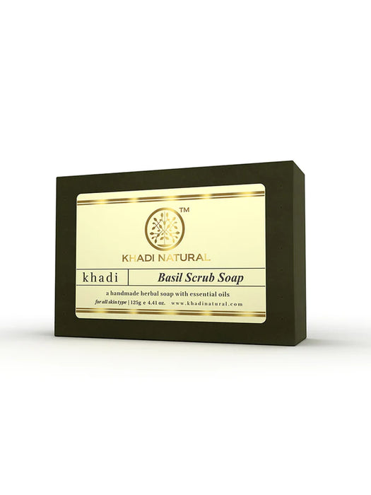Khadi Natural Herbal Basil Scrub Soap 125g-2