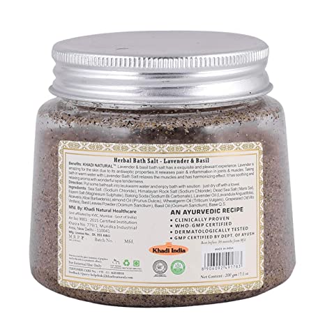 Khadi Natural Lavender & Basil Bath Salt 200g-2