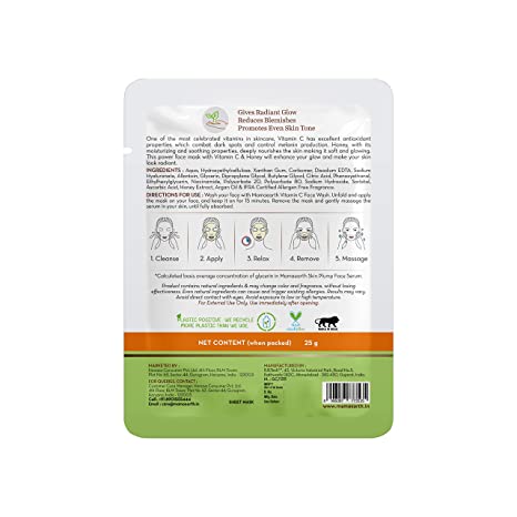 Mamaearth Vitamin C Bamboo Sheet Mask with Vitamin C and Honey for Skin Illumination Pack of 2-3