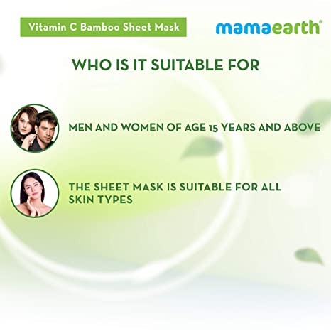 Mamaearth Vitamin C Bamboo Sheet Mask with Vitamin C and Honey for Skin Illumination Pack of 2-5