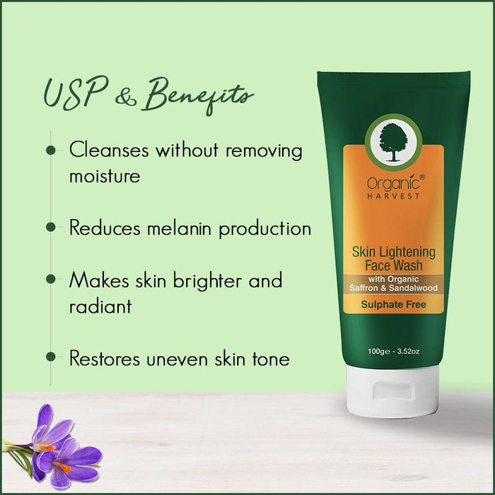 Organic Harvest Skin Lightening Face Wash, 100ml - 4
