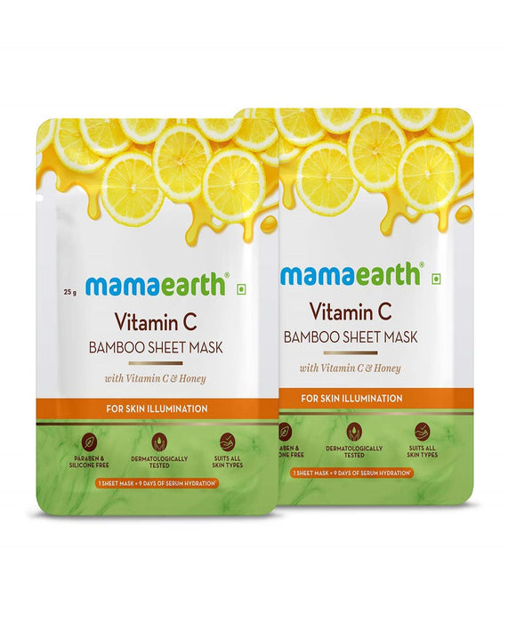 Mamaearth Vitamin C Bamboo Sheet Mask with Vitamin C and Honey for Skin Illumination Pack of 2-2