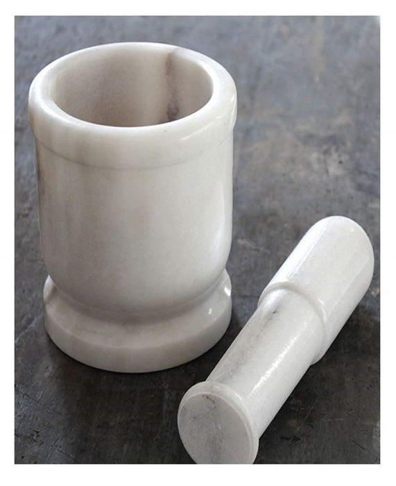 White Marble Mortar and Pestle Set - 5 Inch
