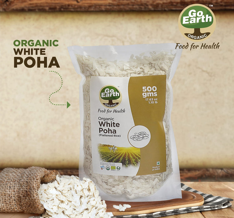Go Earth Organic White Poha / Beaten Rice500g